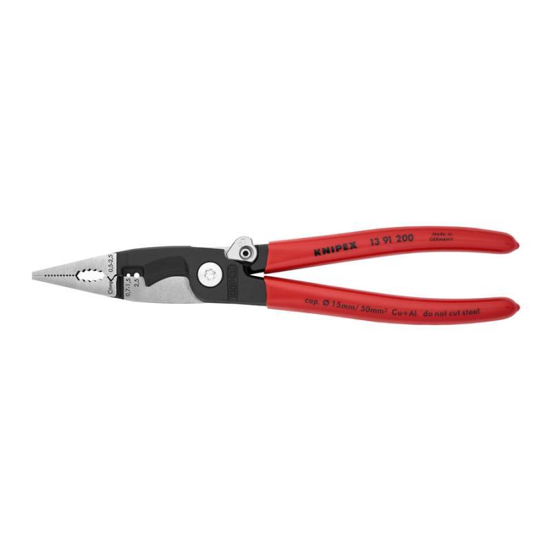 KNIPEX 13 91 200 Pinza per elettroinstallazioni rivestiti in resina sintetica atramentata nera 200 mm