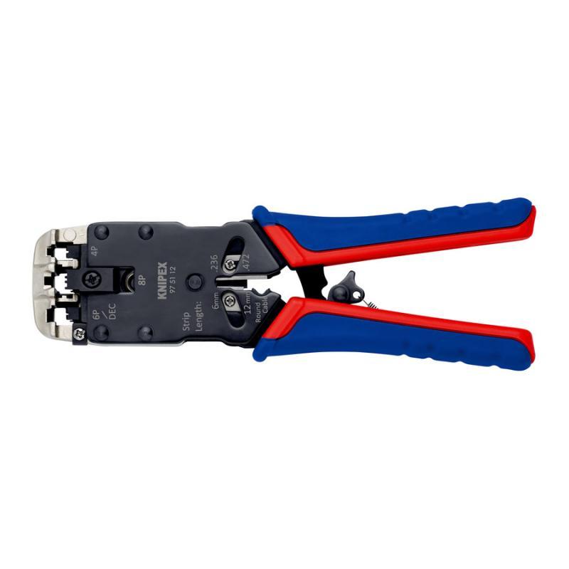 KNIPEX 97 51 12 Pinza per connettori modulari tipo "Western" con impugnature multicomponente brunita 200 mm