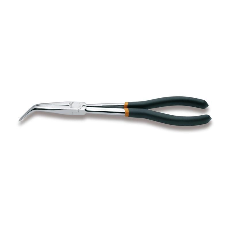 Pinza A Becchi Mezzotondi Lunghissimi Zigrinati Piegati A 45° Per Impieghi Speciali Manici Ricoperti Con 2 Strati Di Pvc Antiscivolo 1009L/B Beta 010090009