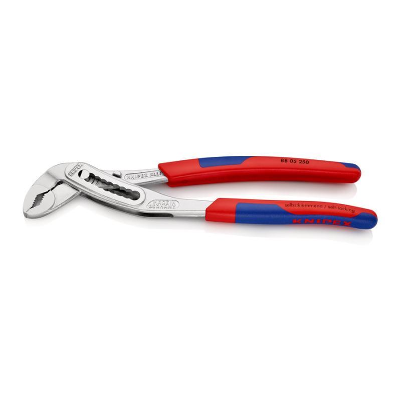 KNIPEX 88 05 250 Alligator® Pinza regolabile per tubi e dadi rivestiti in materiale bicomponente, forma affusolata cromata 250 mm