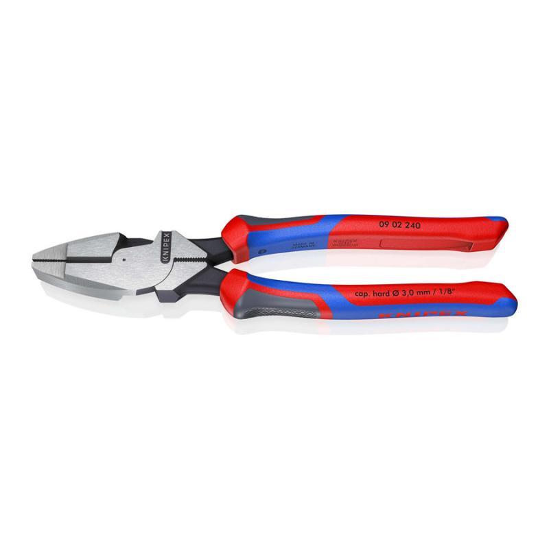 KNIPEX 09 02 240 SB Pinza universale tipo forte "Lineman's Pliers" modello americano con manici comfort atramentata nera 240 mm in confezione Self-service