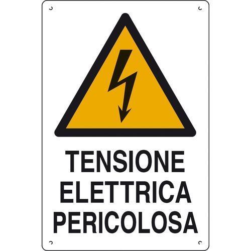 Cartello in Kpl Attenzione Tensione Elettrica 60x40 cm