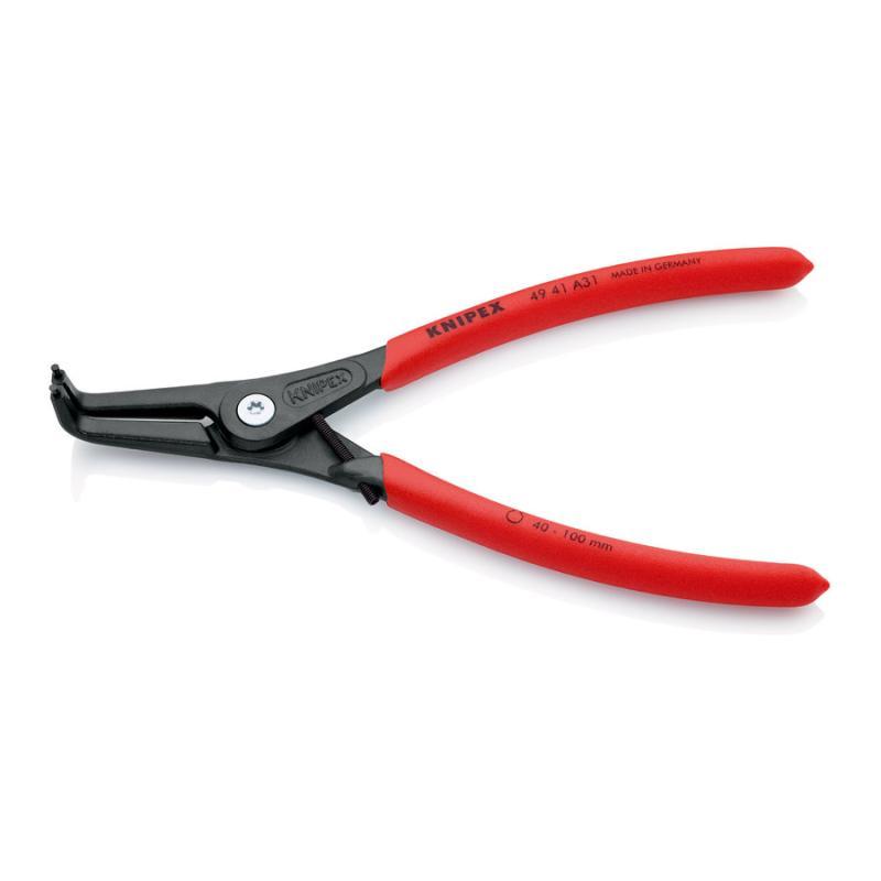 KNIPEX 49 41 A31 Pinza di precisione per anelli di sicurezza per anelli di sicurezza esterni su alberi rivestiti in resina sintetica antiscivolo bonderizzata grigia 210 mm