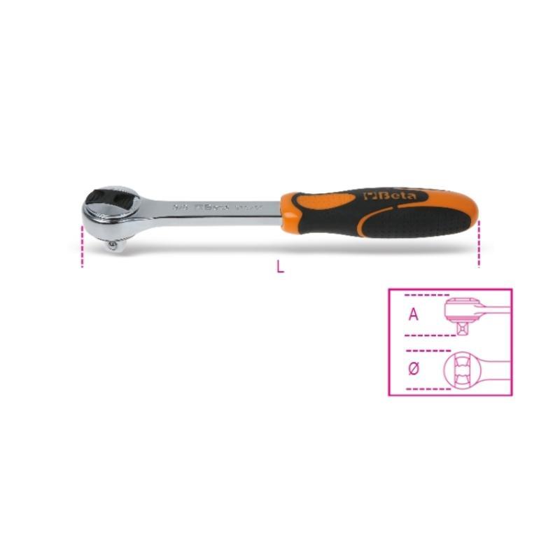 Cricchetto Reversibile Con Attacco Quadro Maschio 3/8" Cromato BETA 910/55