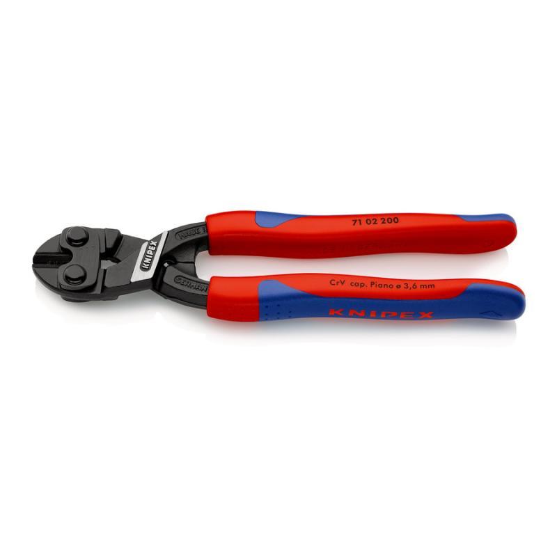 KNIPEX 71 02 200 CoBolt® Tronchese a doppia leva rivestiti in materiale bicomponente, forma affusolata atramentata nera 200 mm