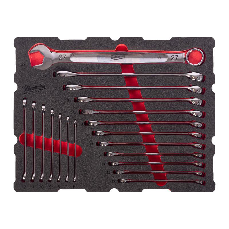 Max Bite Combination Spanner Set Packout Foam Insert - Milwaukee — SET CHIAVI COMBINATE 19 PZ