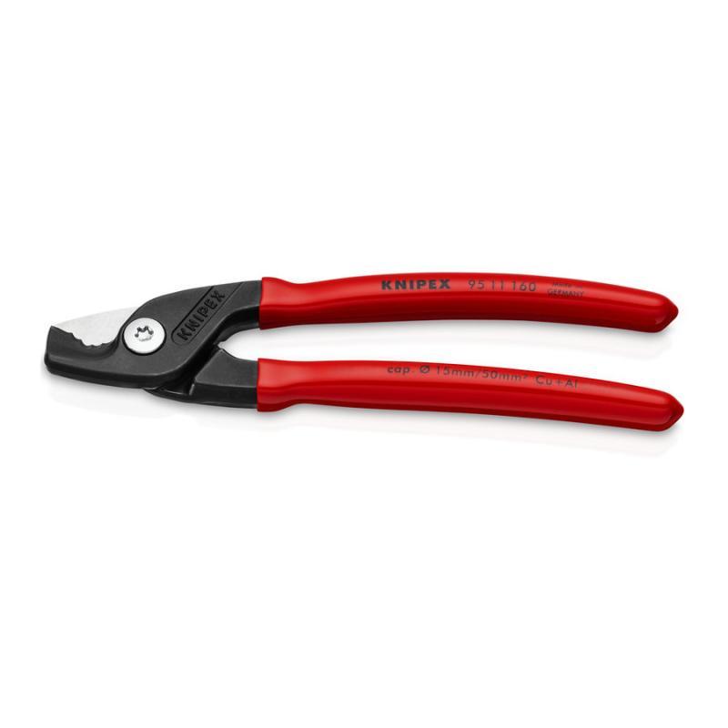 KNIPEX 95 11 160 SB StepCut® Cesoia per cavi rivestiti in resina sintetica brunita 160 mm in confezione Self-service