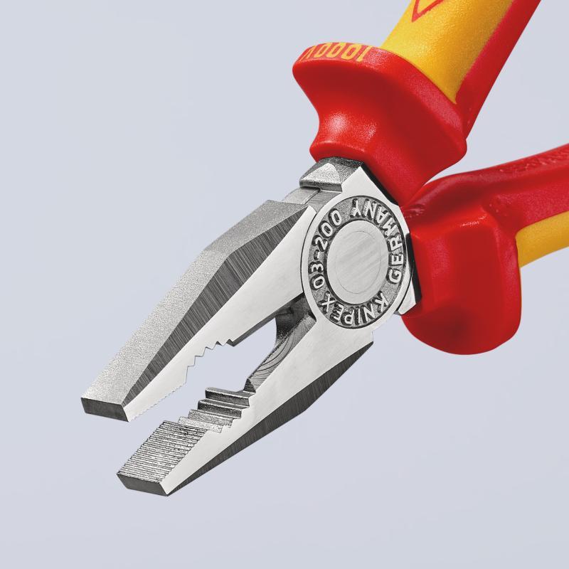 KNIPEX 03 06 200 Pinza universale isolati con manici rivestiti in materiale bicomponente, collaudati VDE cromata 200 mm