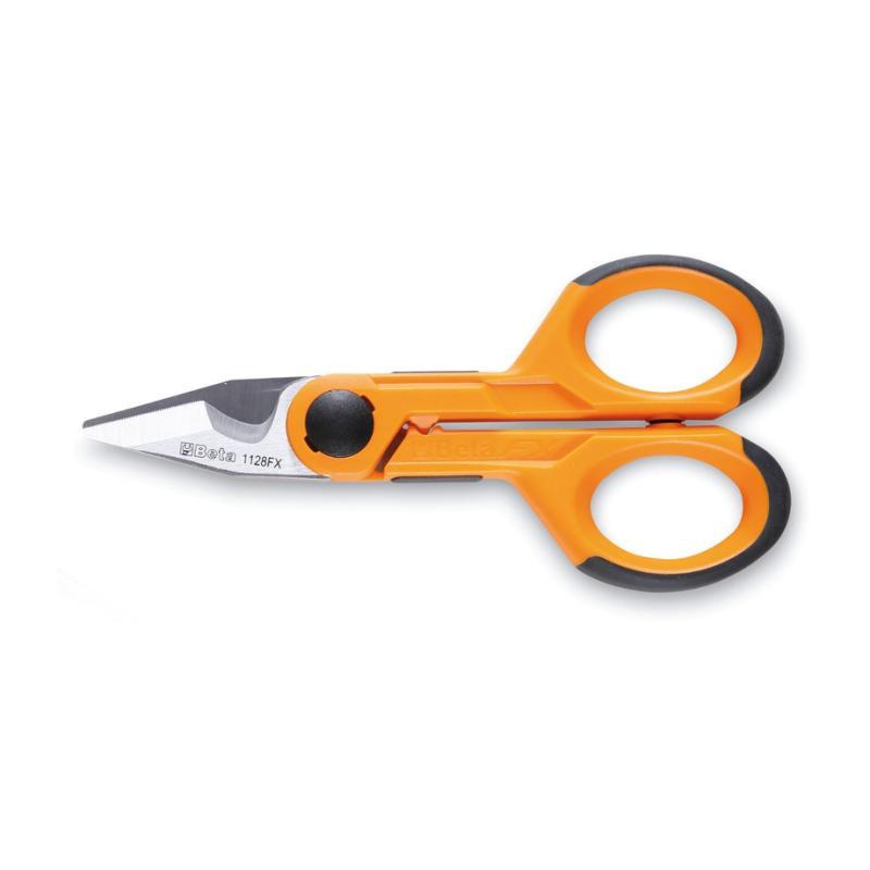 Forbici Per Elettricisti Lame Dritte In Acciaio Inossidabile Con Microdentatura, Gola Tranciacavo E Crimpatore Per Terminali A Tubetto. 1128FX Beta 011280090