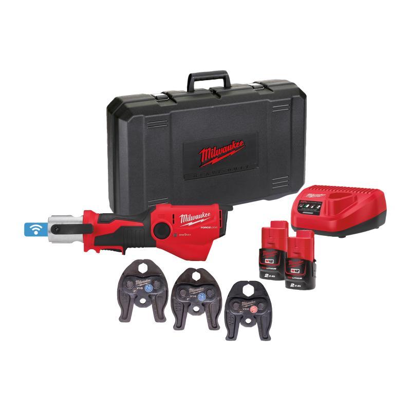 Pressatrice Idraulica 12V 2,0Ah Con Set Ganasce V (14, 16, 22 Mm) Tecnologia One Key - M12 Onehpt-202C V-Set 2 - Milwaukee 4933481035