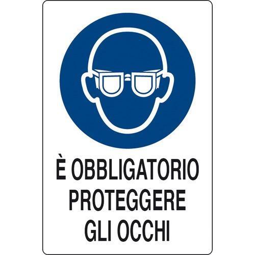 Cartello In Alluminio È Obbligatorio Proteggere Gli Occhi 30x20 cm