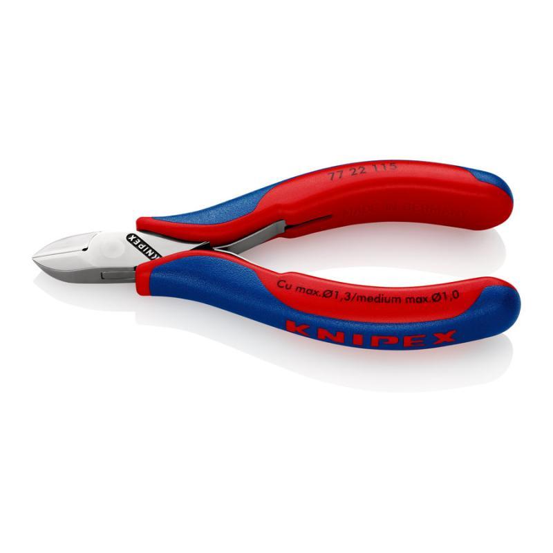 KNIPEX 77 22 115 SB Tronchese laterale per elettronica con cerniera passante con impugnature multicomponente 115 mm in confezione Self-service