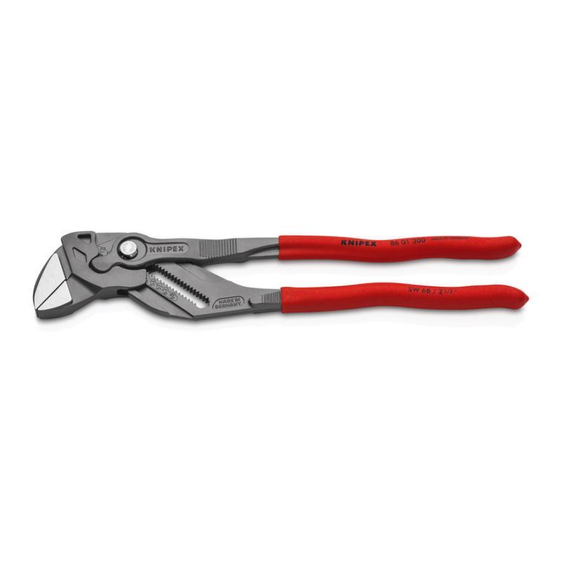 KNIPEX 86 01 300 Pinza chiave pinza e chiave in un unico utensile rivestiti in resina sintetica antiscivolo bonderizzata grigia 300 mm