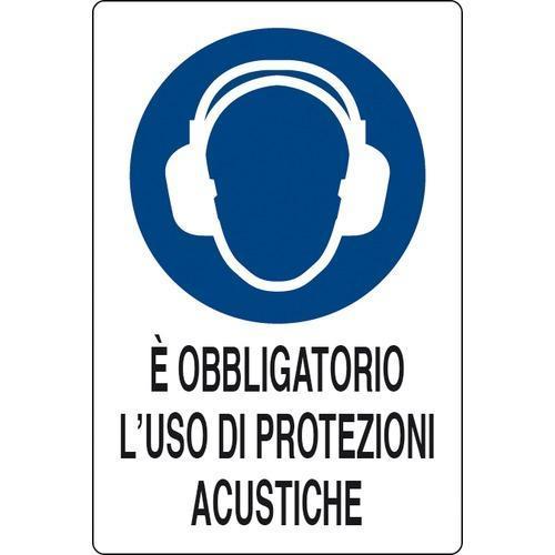 Cartello In Alluminio È Obbligatorio L`uso Di Protezioni Acustiche 30x20 cm