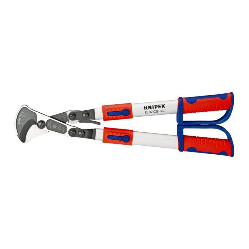 KNIPEX 95 32 038 Cesoia per cavi (sistema a cricchetto) con manici telescopici con impugnature multicomponente 570 mm