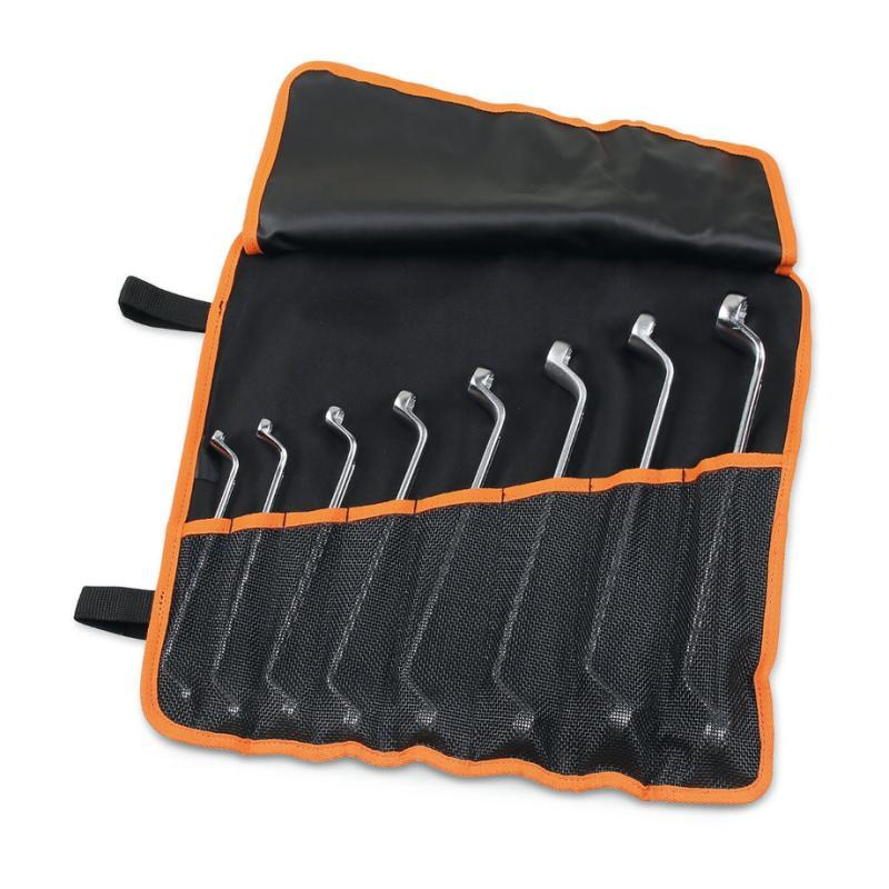 Serie Di 8 Chiavi Poligonali Doppie Curve (Art. 90) In Busta Avvolgibile Di Poliestere Resistente 90 Beta