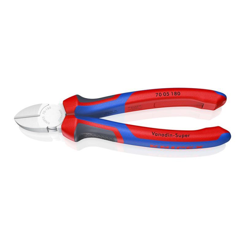 KNIPEX 70 05 180 SB Tronchese laterale con manici comfort cromata 180 mm in confezione Self-service