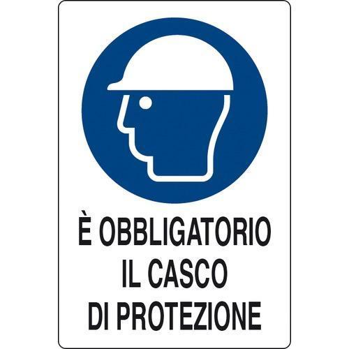 Cartello In Alluminio Obbligatorio Il Casco Di Protezione 30x20 cm