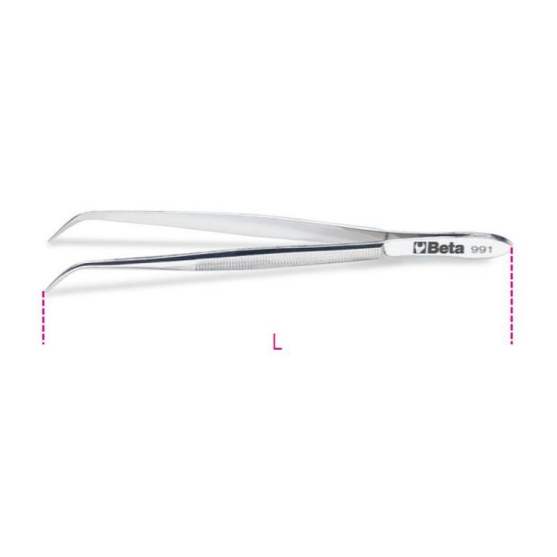 Pinzetta A Molla A Punte Fini Curve Arrotondate Zigrinate In Acciaio Inossidabile 991 130 Beta 009910001