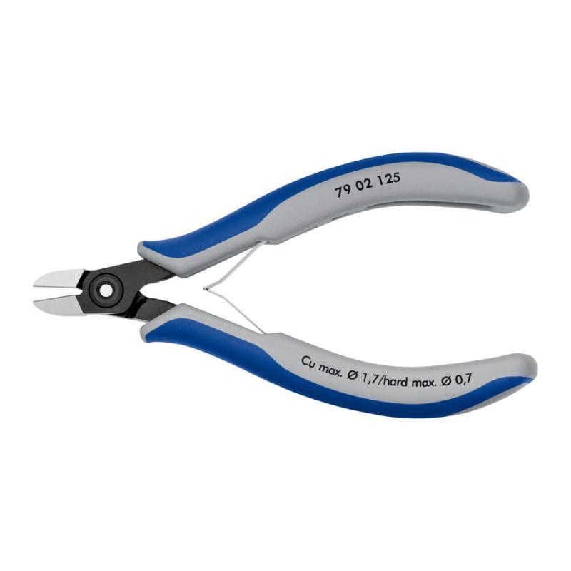 KNIPEX 79 02 125 Tronchese laterale di precisione per elettronica con impugnature multicomponente brunita 125 mm