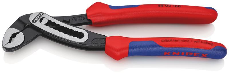 KNIPEX 88 02 180 Alligator® Pinza regolabile per tubi e dadi con manici comfort atramentata nera 180 mm