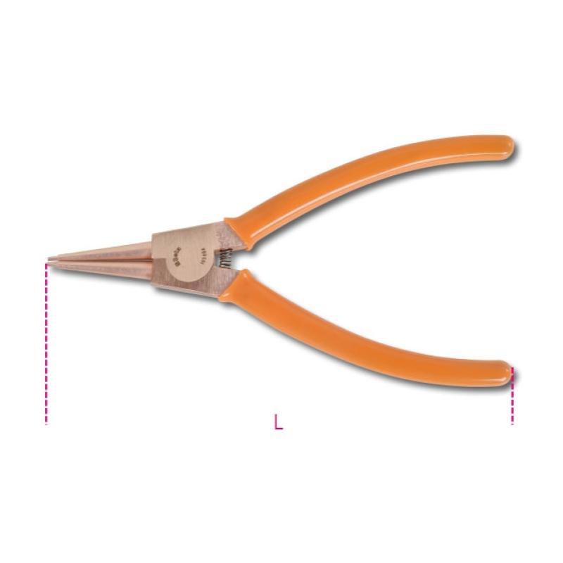 Pinze A Becchi Diritti Antiscintilla Per Anelli Elastici Di Sicurezza, Per Alberi Manici Ricoperti In Pvc 1036BA 200 Beta 010360820