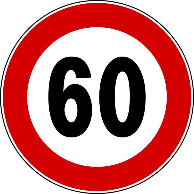 Cartello Limite Massimo Di Velocità km/h Figura II 50 — Classe 1 / 60 cm / 60 km/h