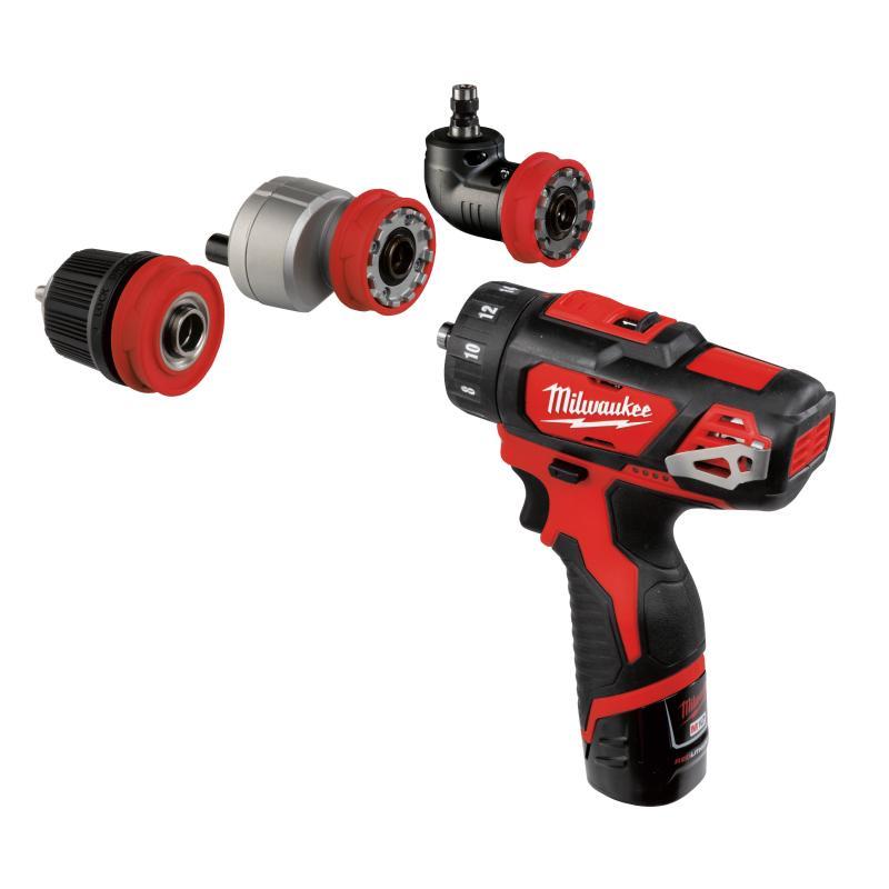 Trapano Compatto 12 Volt 2,0Ah Con 3 Mandrini Intercambiabili - M12 Bddxkit-202C - Milwaukee 4933447836