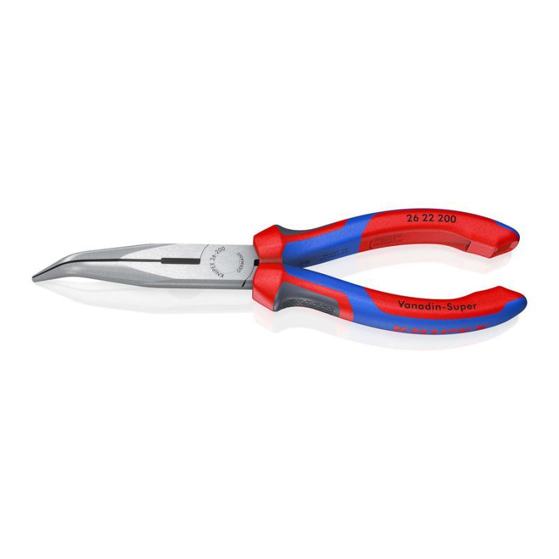 KNIPEX 26 22 200 SB Pinza per meccanica - con becchi mezzotondi con tronchese (pinza a becchi di cicogna) con manici comfort atramentata nera 200 mm