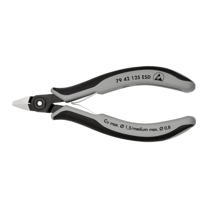 KNIPEX 79 42 125 ESD Tronchese laterale di precisione per elettronica ESD con impugnature multicomponente brunita 125 mm