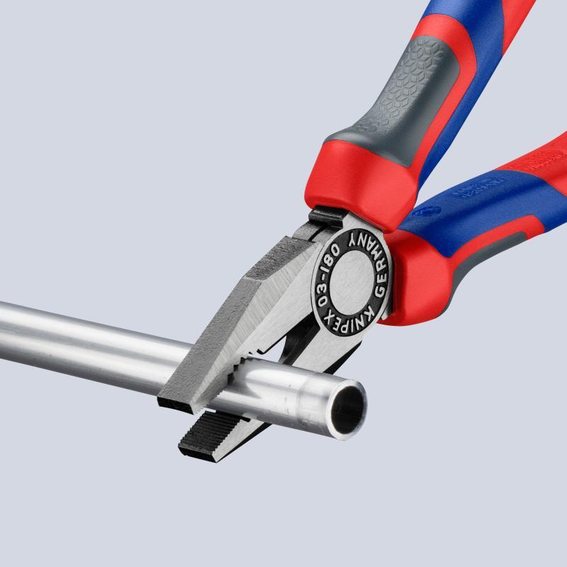 KNIPEX 03 02 180 SB Pinza universale con manici comfort atramentata nera 180 mm in confezione Self-service