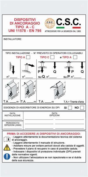 Linea Vita Indeformabile Etichetta In Alluminio Per Linea Vita