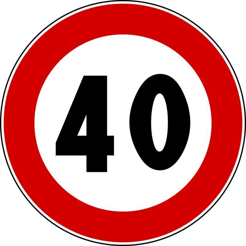 Cartello Limite Massimo Di Velocità km/h Figura II 50 — Classe 2 / 40 cm / 40 km/h