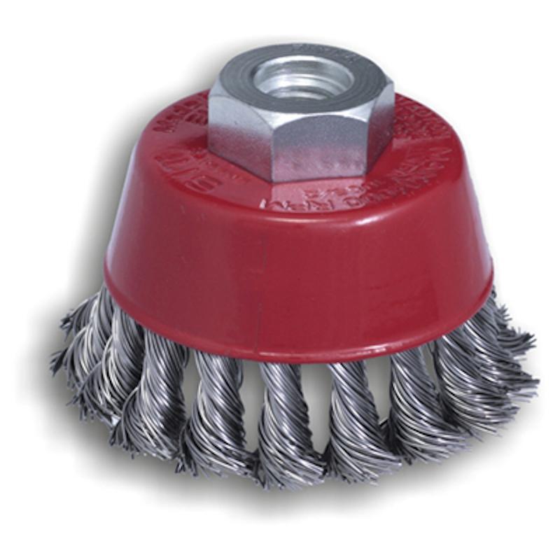 Spazzola A Tazza TZ120 Per Smerigliatrice Senza Anello Di Ritenuta Con Setole In Acciaio A Mazzetti Ritorti ø 120 mm