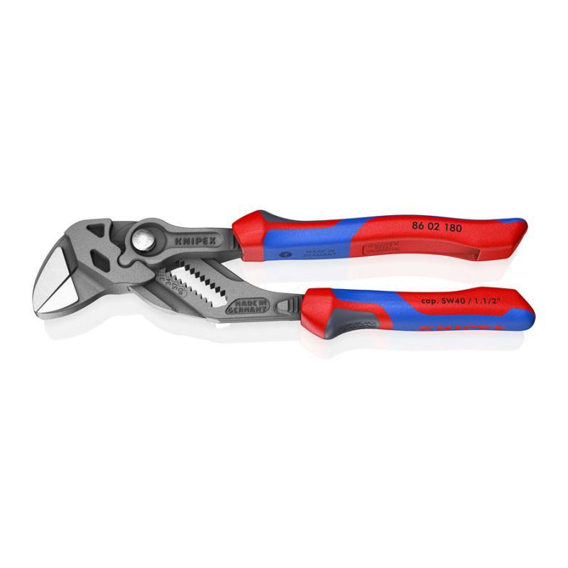 KNIPEX 86 02 180 SB Pinze chiave pinza e chiave in un unico utensile con manici comfort bonderizzata grigia 180 mm in confezione Self-service