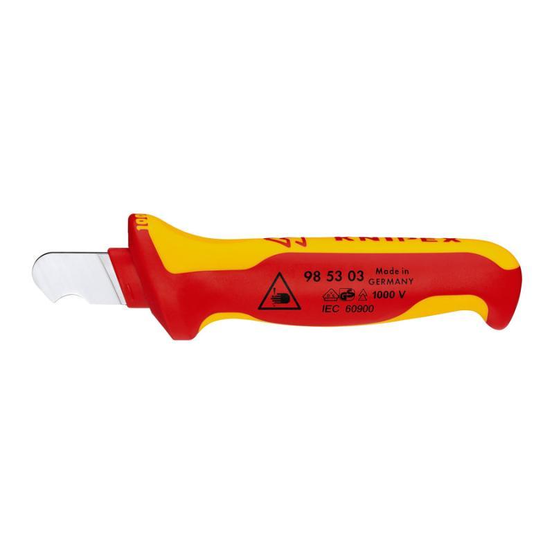KNIPEX 98 53 03 Coltello spelacavi isolati con manici rivestiti in materiale bicomponente, collaudati VDE 170 mm