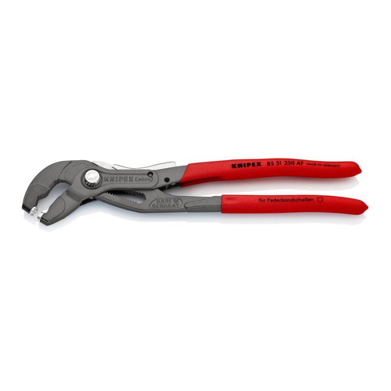 KNIPEX 85 51 250 AF Pinza per fascette elastiche con fermo di blocco rivestiti in resina sintetica antiscivolo bonderizzata grigia 250 mm