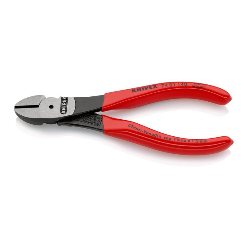 KNIPEX 74 01 140 Tronchese laterale per meccanica tipo forte rivestiti in resina sintetica atramentata nera 140 mm