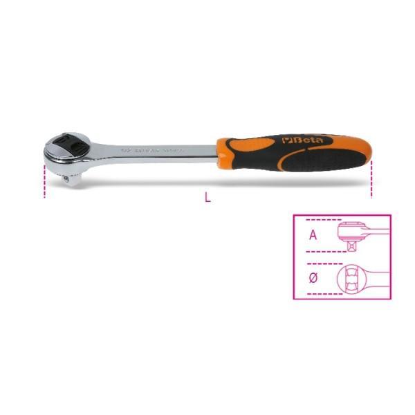 Cricchetto Reversibile Con Attacco Quadro Maschio 1/2" Cromato BETA 920/55