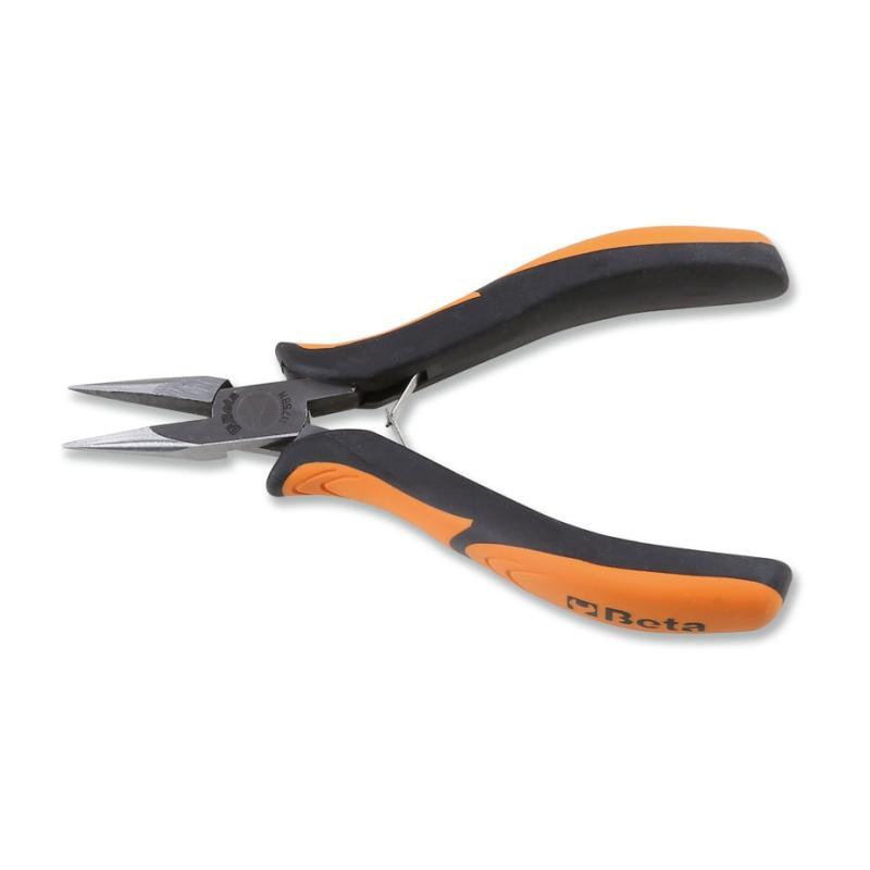 Pinza Per Elettronica A Becchi Mezzotondi Corti Lisci Impugnatura Bimateriale 1175BM Beta 011750101