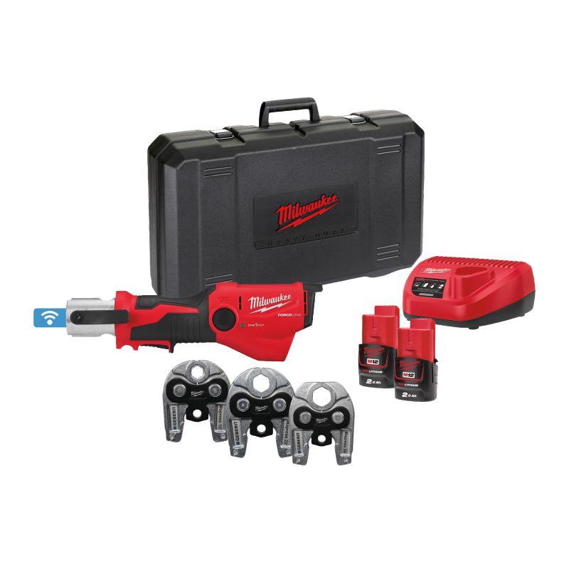 Pressatrice Idraulica 12V 2,0Ah Con Set Ganasce Geberit (16, 20, 25 Mm) Tecnologia One Key - M12 Onehpt-202C Geberit Mapress Set - Milwaukee 4933481038