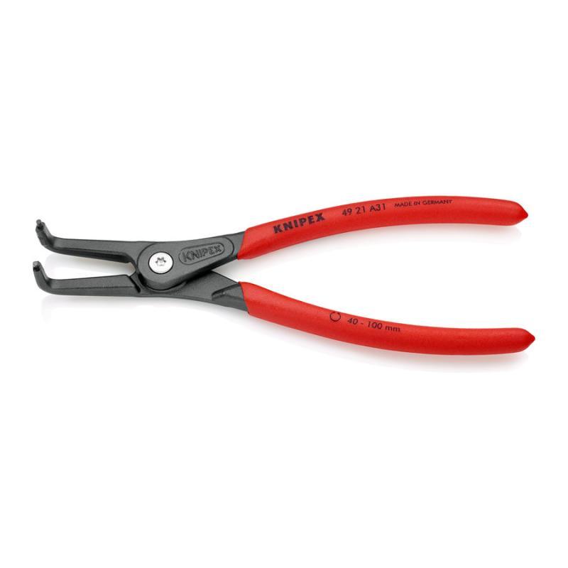 KNIPEX 49 21 A31 Pinza di precisione per anelli di sicurezza per anelli di sicurezza esterni su alberi rivestiti in resina sintetica antiscivolo bonderizzata grigia 210 mm