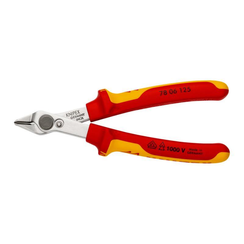 KNIPEX 78 06 125 Electronic Super Knips® VDE isolati con manici rivestiti in materiale bicomponente, collaudati VDE 125 mm