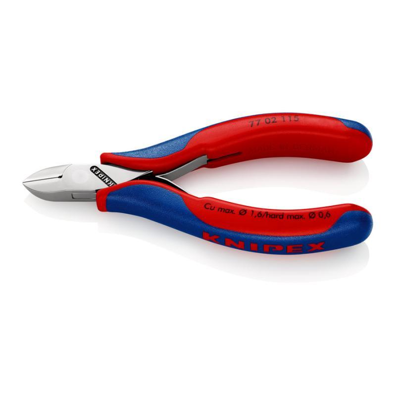 KNIPEX 77 02 115 Tronchese laterale per elettronica con cerniera passante con impugnature multicomponente 115 mm