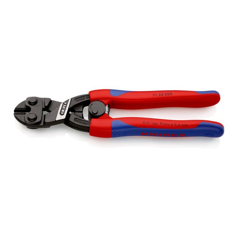 KNIPEX 71 32 200 CoBolt® Tronchese a doppia leva rivestiti in materiale bicomponente, forma affusolata atramentata nera 200 mm