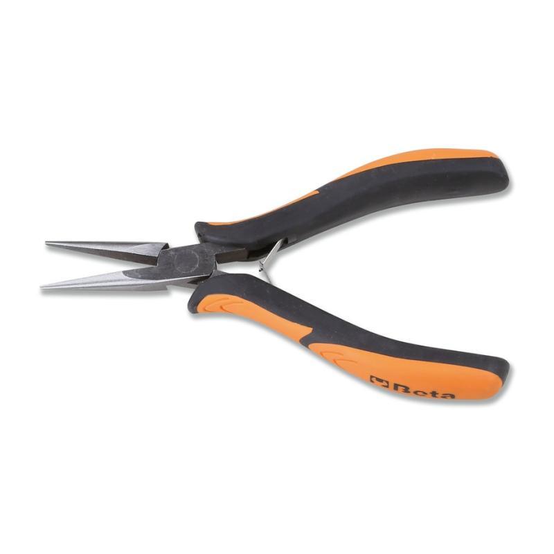 Pinza Per Elettronica A Becchi Mezzotondi Lunghi Lisci Impugnatura Bimateriale 1177BM Beta 011770101