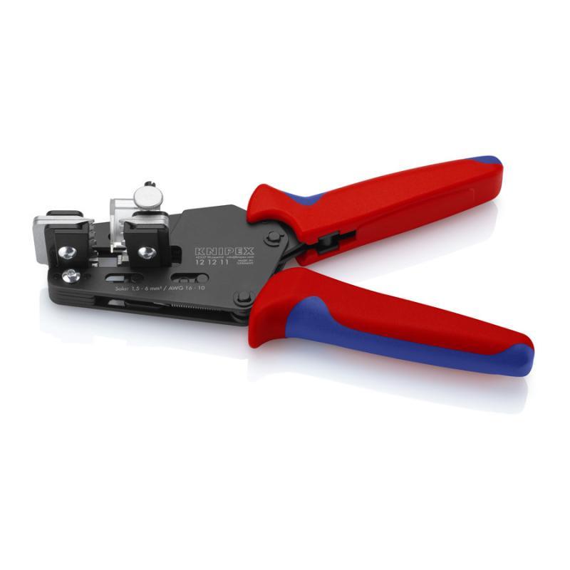 KNIPEX 12 12 11 Spelacavi di precisione con lame sagomate con impugnature multicomponente brunita 195 mm