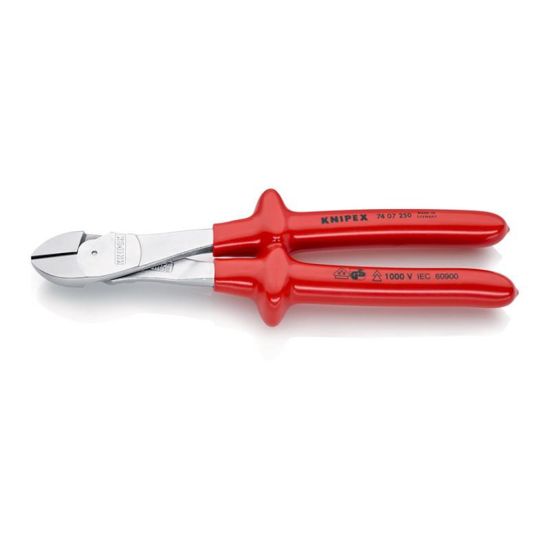 KNIPEX 74 07 250 Tronchese laterale per meccanica tipo forte isolati ad immersione, collaudati VDE cromata 250 mm
