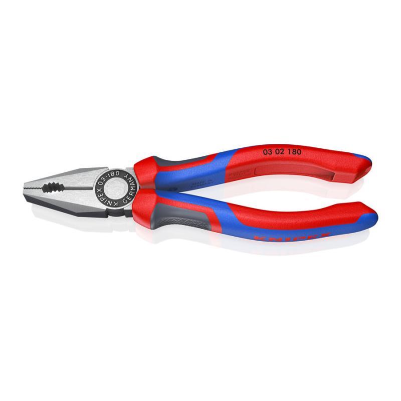 KNIPEX 03 02 180 Pinza universale con manici comfort atramentata nera 180 mm
