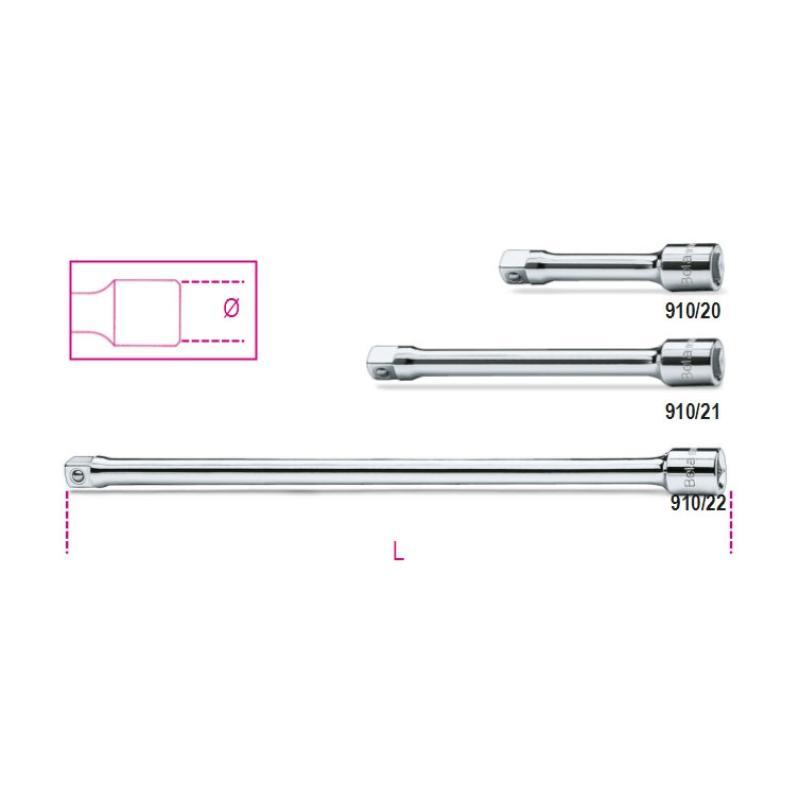 Prolunghe A Mano Con Attacchi Quadri Maschio E Femmina 3/8" Cromate 910/20 - 910/21 - 910/22 Beta